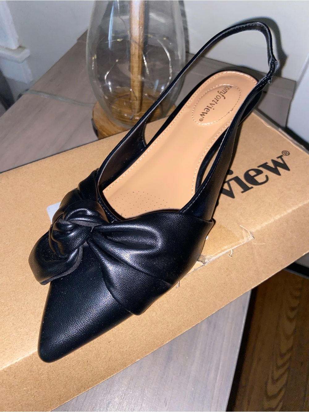 Comfortview Size 9WW Tia Slingback Black Knot low heel dress shoe